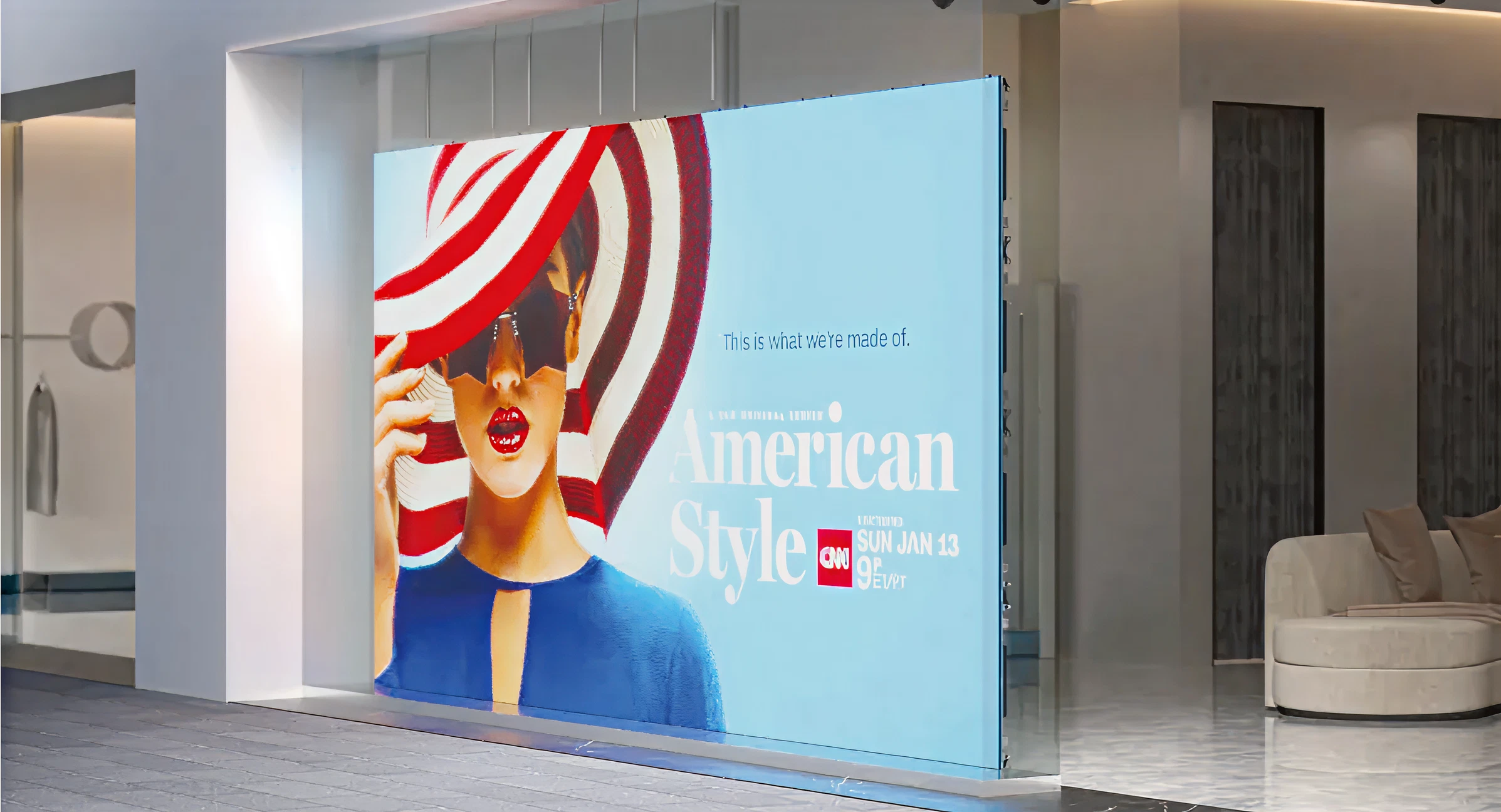 Écran LED conçu pour vitrine